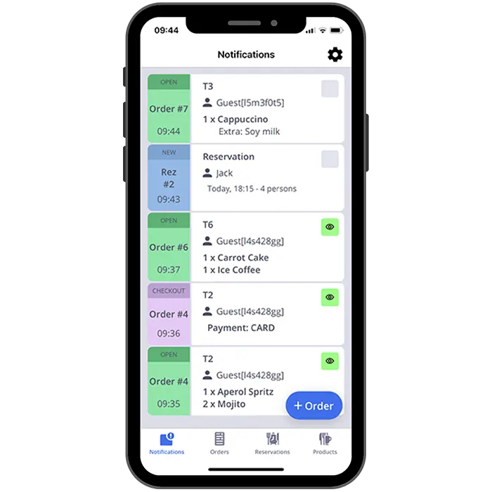 Notifications feature on Zoniz Waiter app