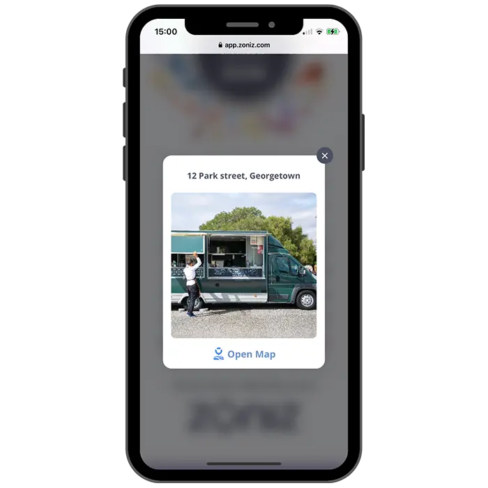 Showing pickup spot on koko app interface